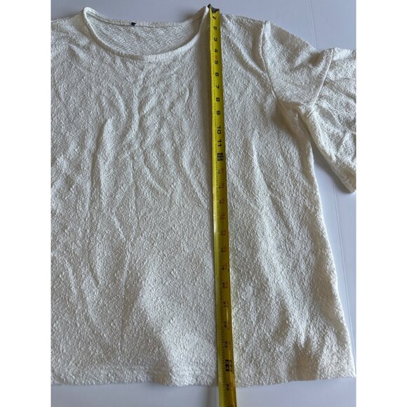 Womens White Textured Knit Top With 3/4 Bell Sleeves XL - Picture 6 of 7
